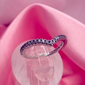 Pandora Sparkling Wishbone Ring – Sterling Silver CZ – Size 48 / US 4.5